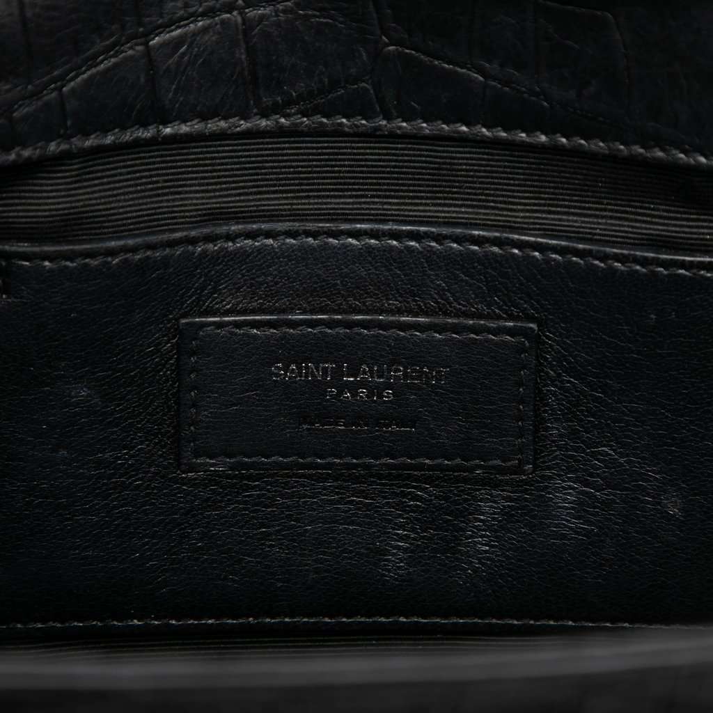 Saint Laurent Medium Croc Embossed Leather Monogram Kate Tassel Crossbody Black Leather Very good condition - Box View