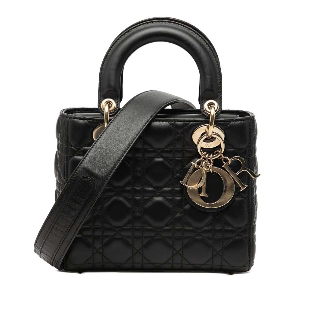 Dior Small Lambskin Cannage My ABCDior Lady Dior Black Leather Very good condition - Front View