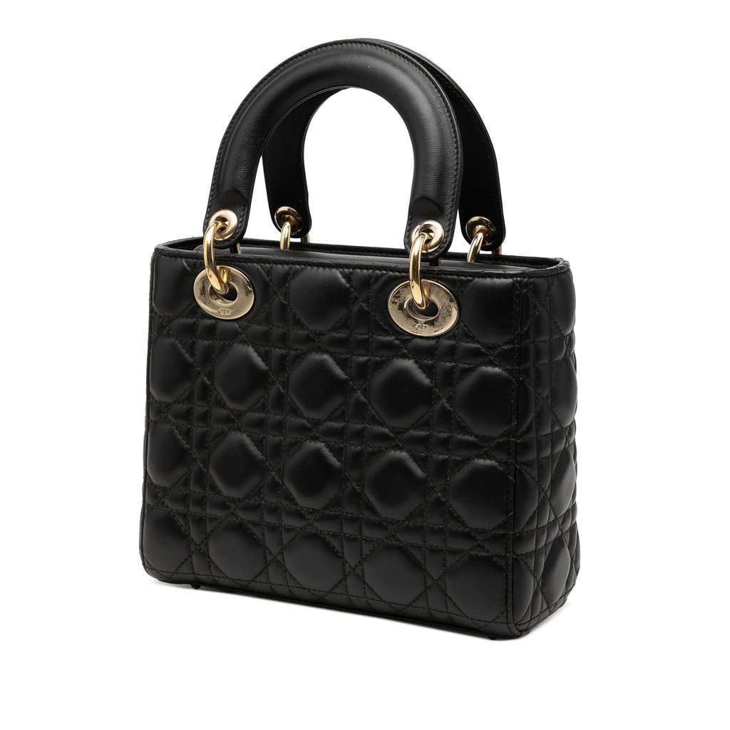 Dior Small Lambskin Cannage My ABCDior Lady Dior Black Leather Very good condition - Back View