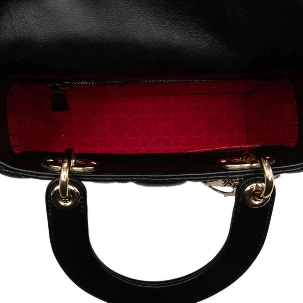 Dior Small Lambskin Cannage My ABCDior Lady Dior Black Leather Very good condition - Model View