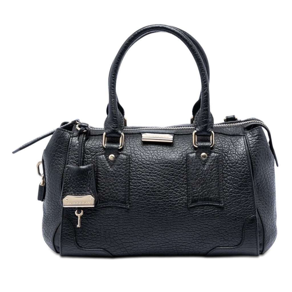 Burberry Small Heritage Grain Leather Gladstone Satchel Black Leather Very good condition - Front View