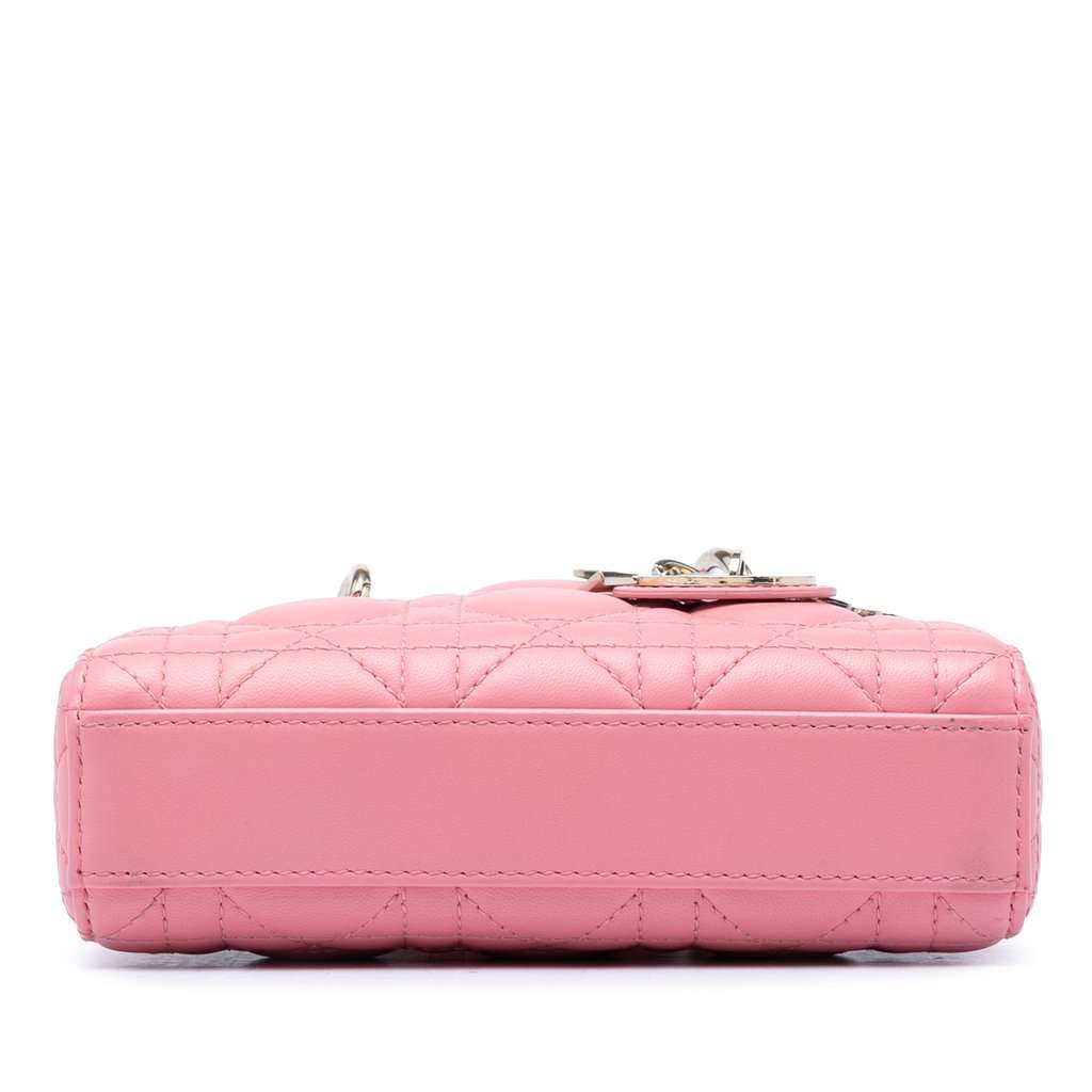 Dior Micro Lambskin Cannage Lady D Joy Pink Leather Very good condition - Inside View