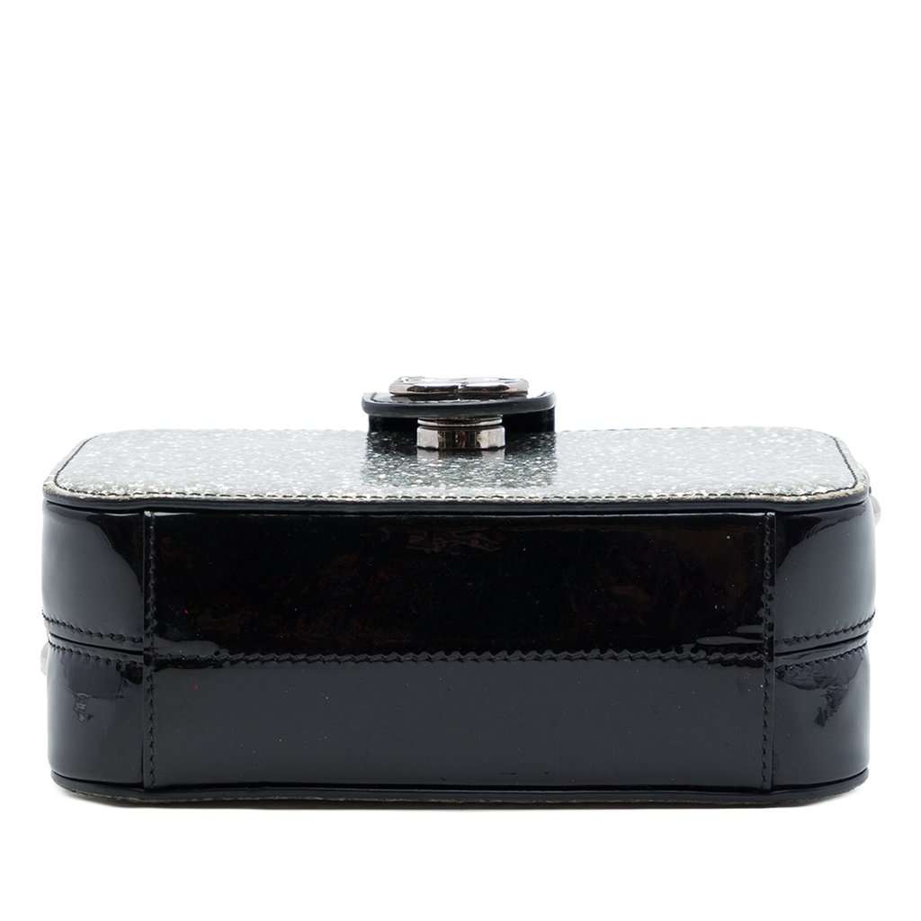 Chanel Glitter Patent Evening On The Moon Camera Case Silver Leather Very good condition - Inside View