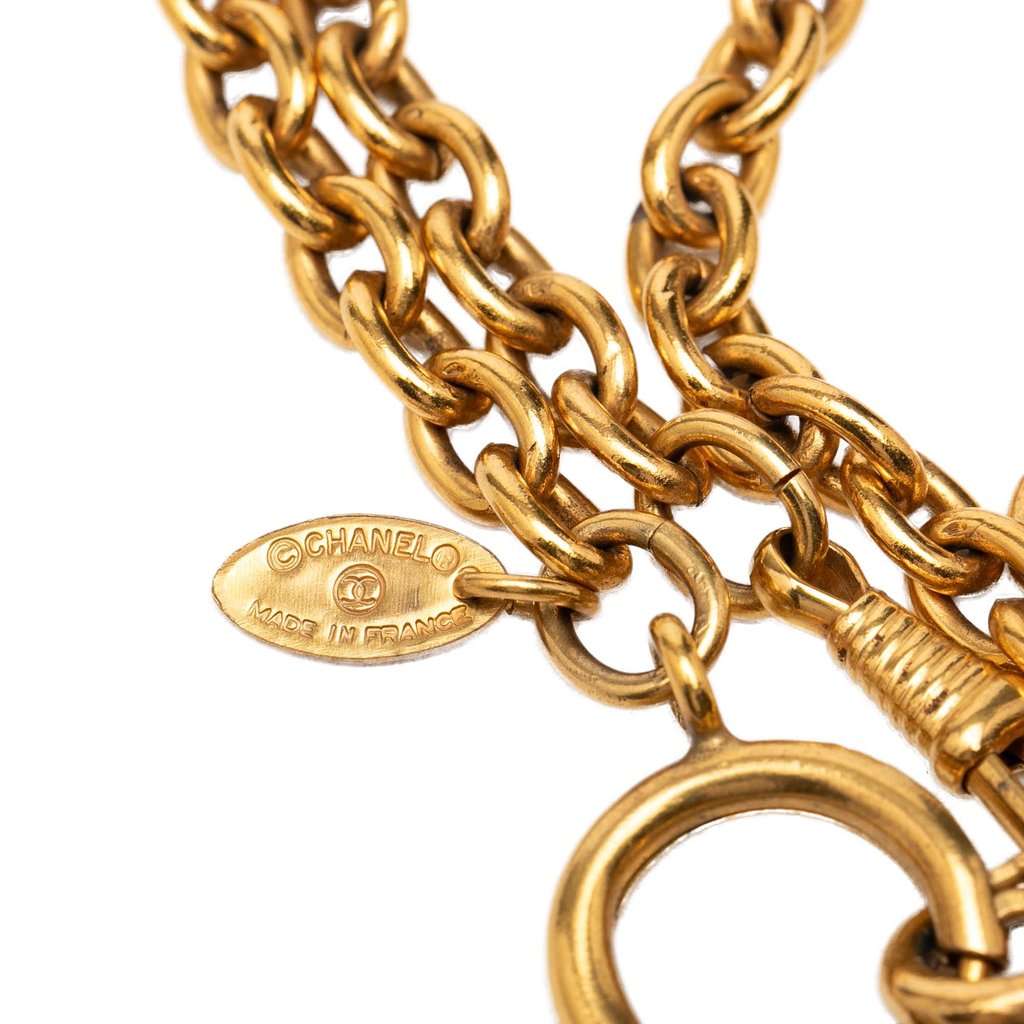 Chanel Gold Plated Magnifying Glass Pendant Long Necklace Gold Metal Very good condition - Model View