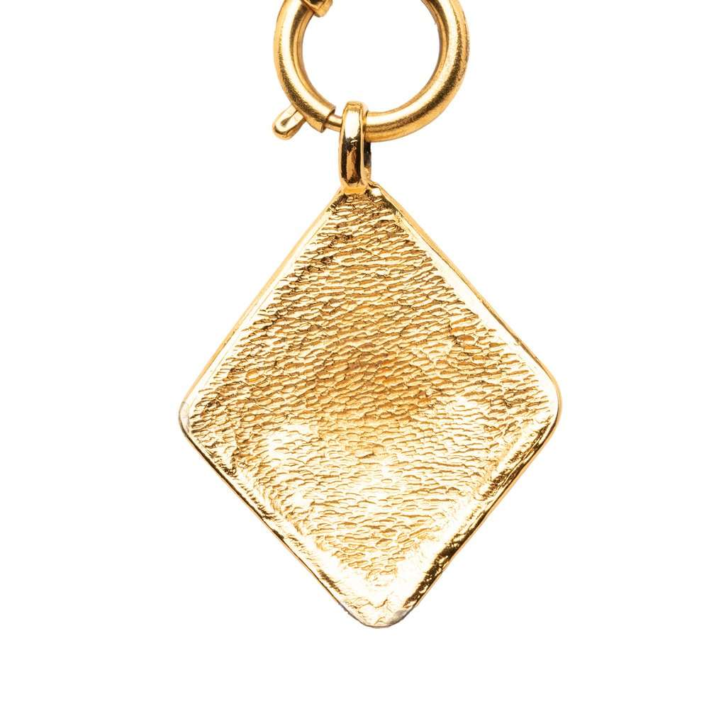 Chanel CC Gold Plated Diamond Shape Pendant Necklace Gold Metal Very good - Inside View