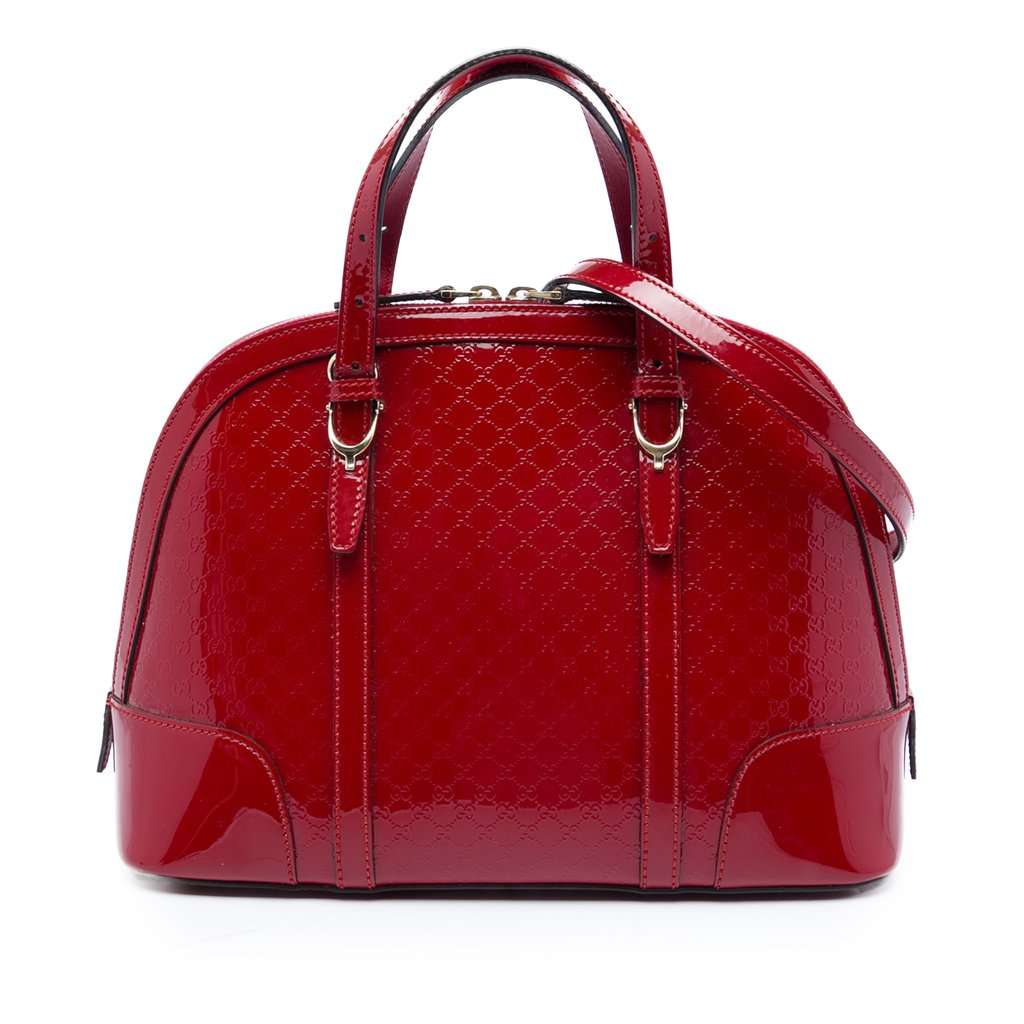 Gucci Small Microguccissima Patent Nice Dome Satchel Red Leather Very good - Front View