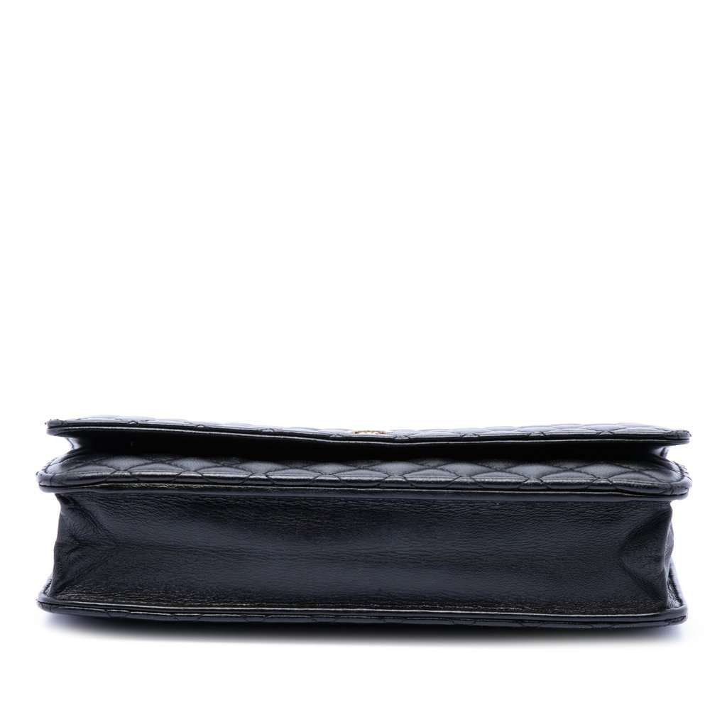 Chanel CC Microquilted Lambskin Wallet On Chain Black Leather Very good condition - Inside View