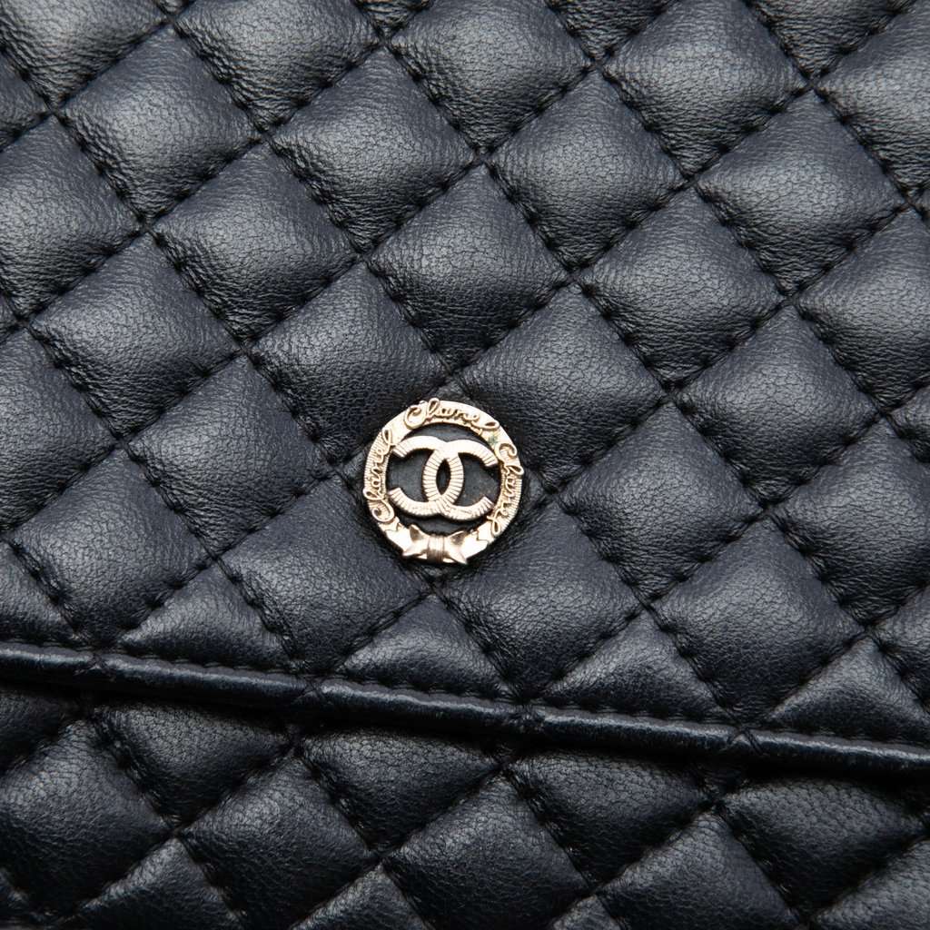 Chanel CC Microquilted Lambskin Wallet On Chain Black Leather Very good condition - Box View