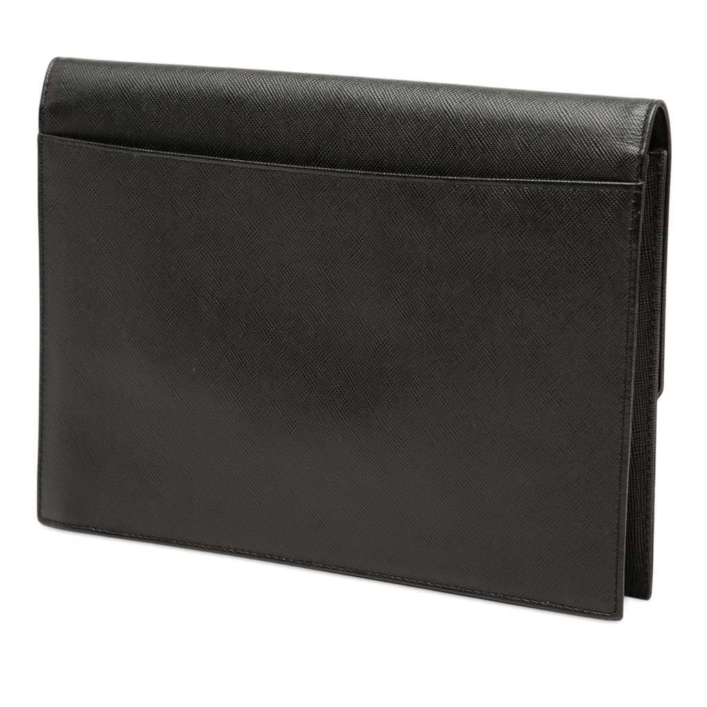 Saint Laurent Leather Clutch Black Leather Very good - Back View