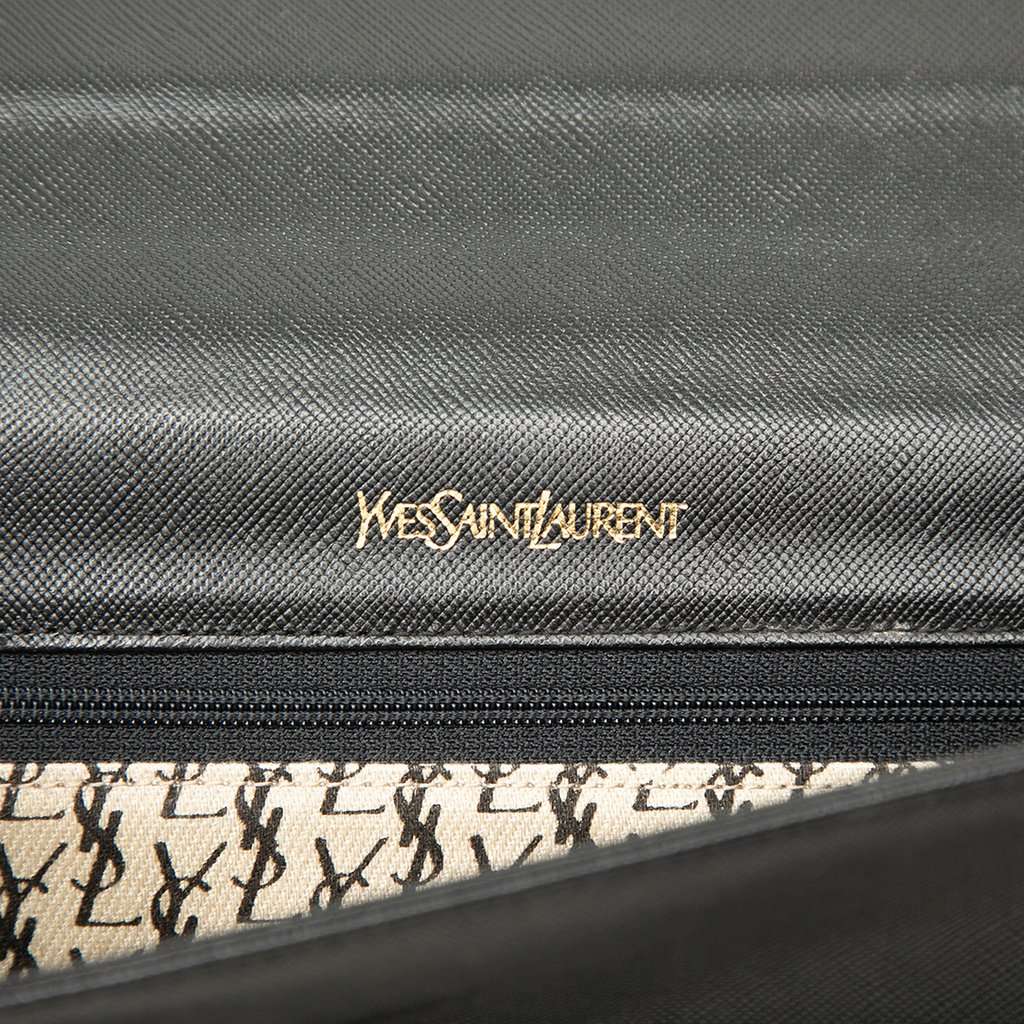 Saint Laurent Leather Clutch Black Leather Very good - Box View