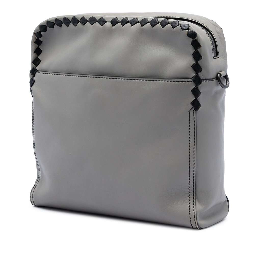 Bottega Veneta Intrecciato Trimmed Nappa Crossbody Grey Leather Very good condition - Back View