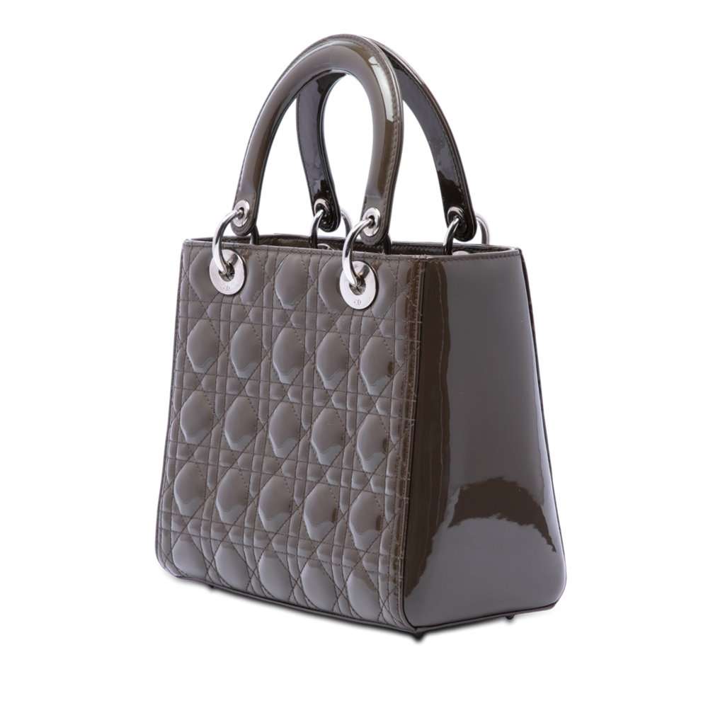 Dior Medium Patent Cannage Lady Dior Brown Leather Very good - Back View