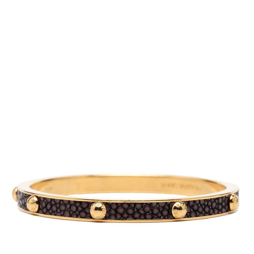 Louis Vuitton Gold Plated and Stingray Gimme A Clue Bangle Gold Metal Very good condition - Back View
