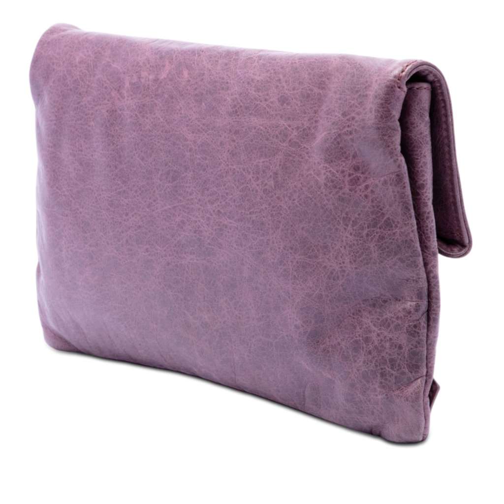 Balenciaga Lambskin Motocross Giant 21 Envelope Clutch Purple Leather Very good - Back View