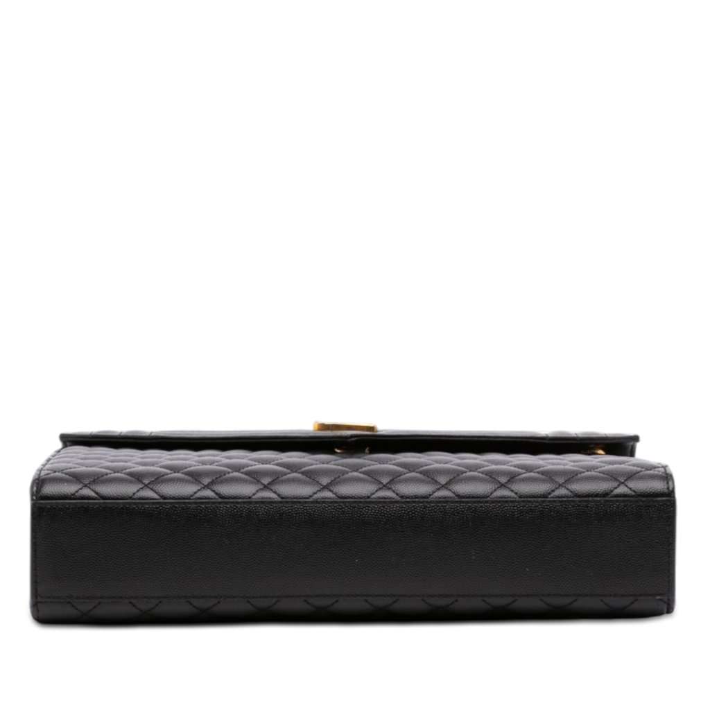 Saint Laurent Medium Grain De Poudre Triquilt Monogram Envelope Bag Black Leather Very good - Inside View