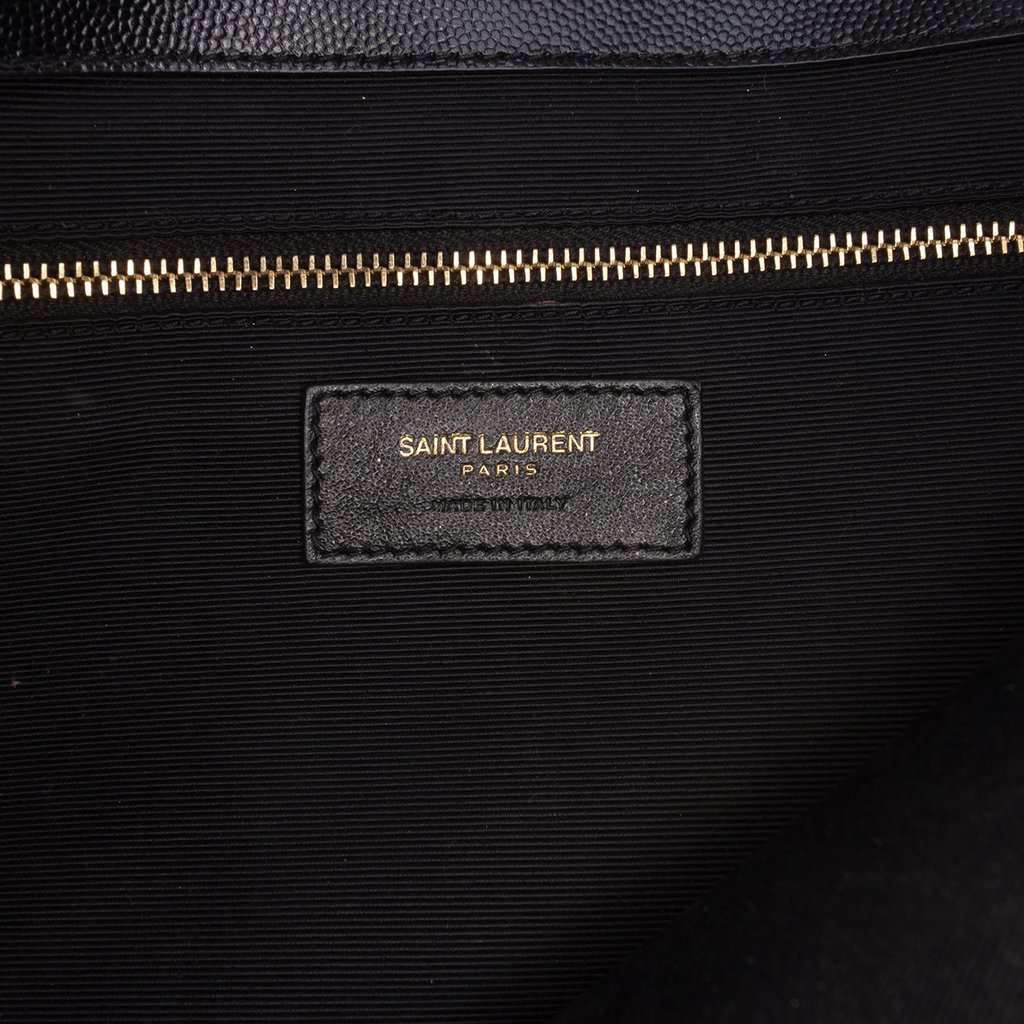 Saint Laurent Medium Grain De Poudre Triquilt Monogram Envelope Bag Black Leather Very good - Box View