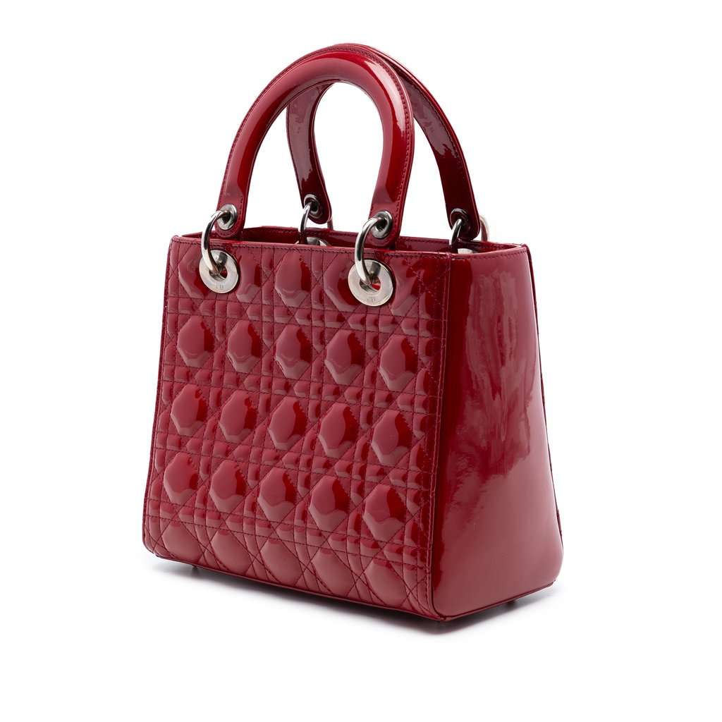 Dior Medium Patent Cannage Lady Dior Red Leather Very good condition - Back View