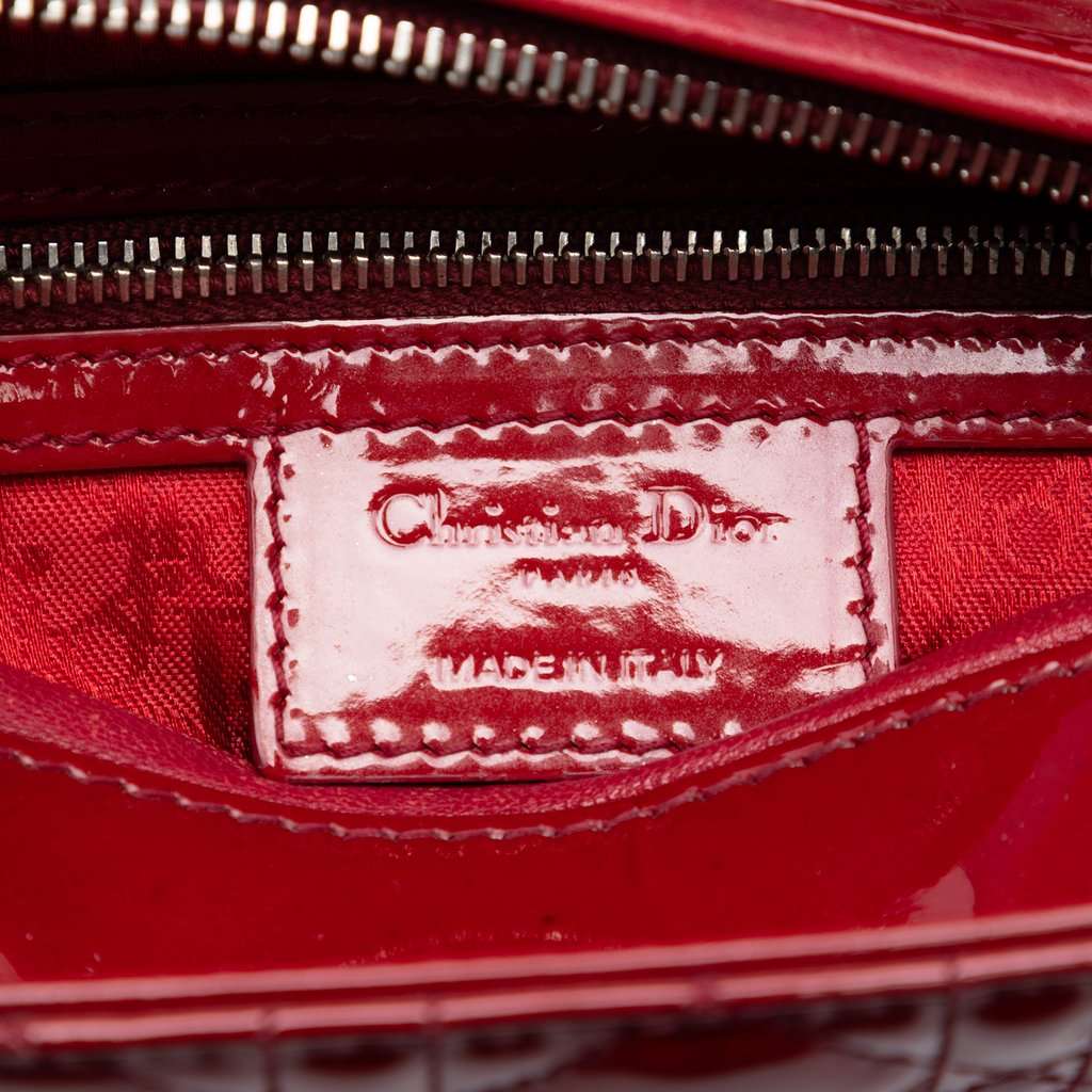 Dior Medium Patent Cannage Lady Dior Red Leather Very good condition - Box View
