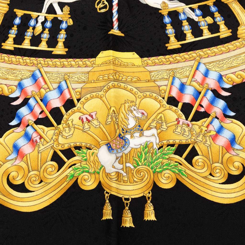 Hermès Luna Park Silk Scarf 90 Black Never worn - Box View