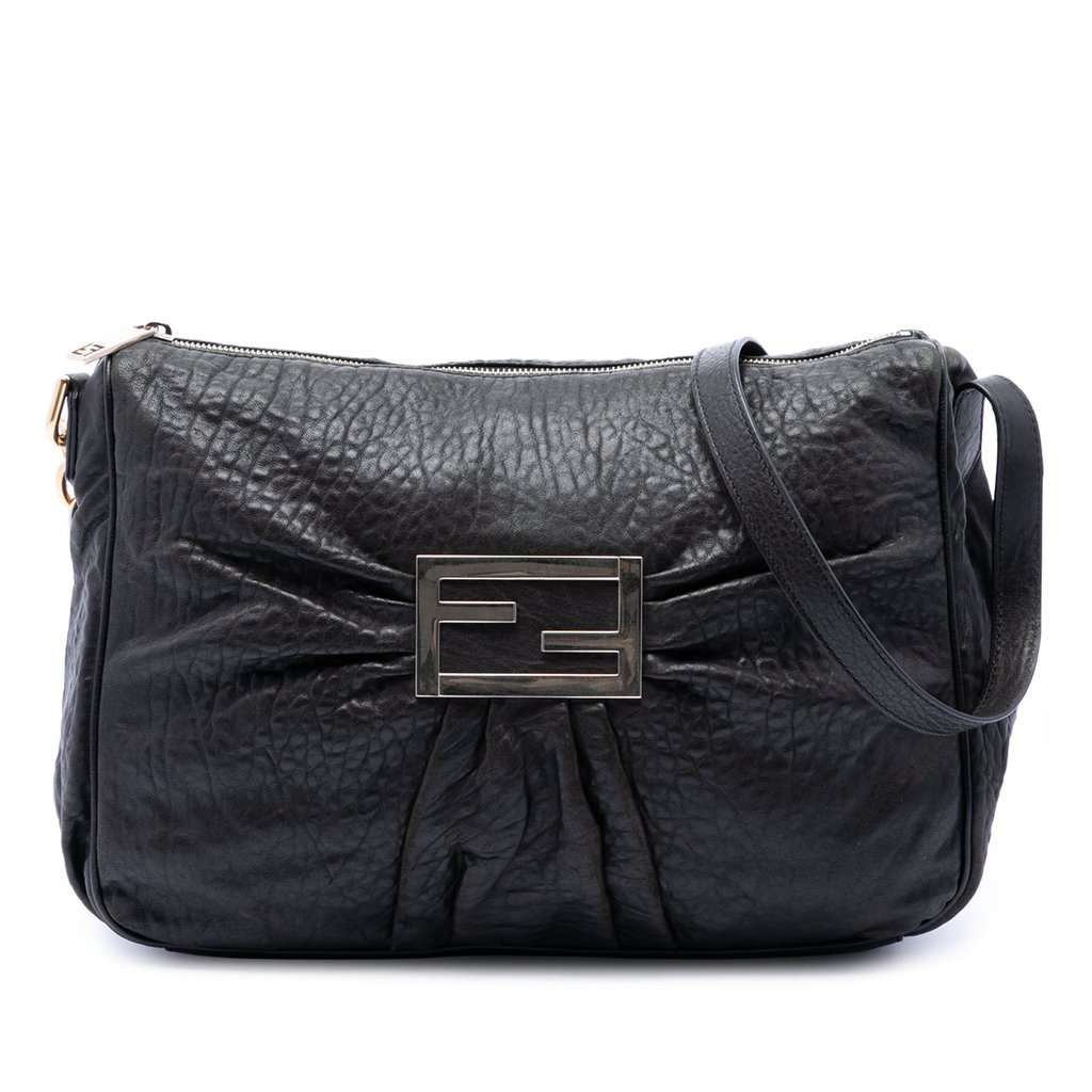 Fendi Large Leather Mia Crossbody Black Leather Very good - Front View