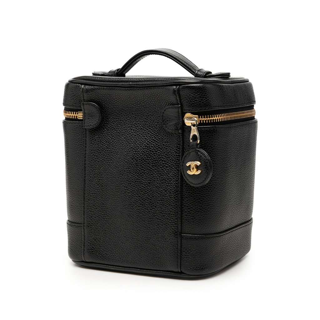 Chanel CC Caviar Vanity Case Black Leather Very good - Back View