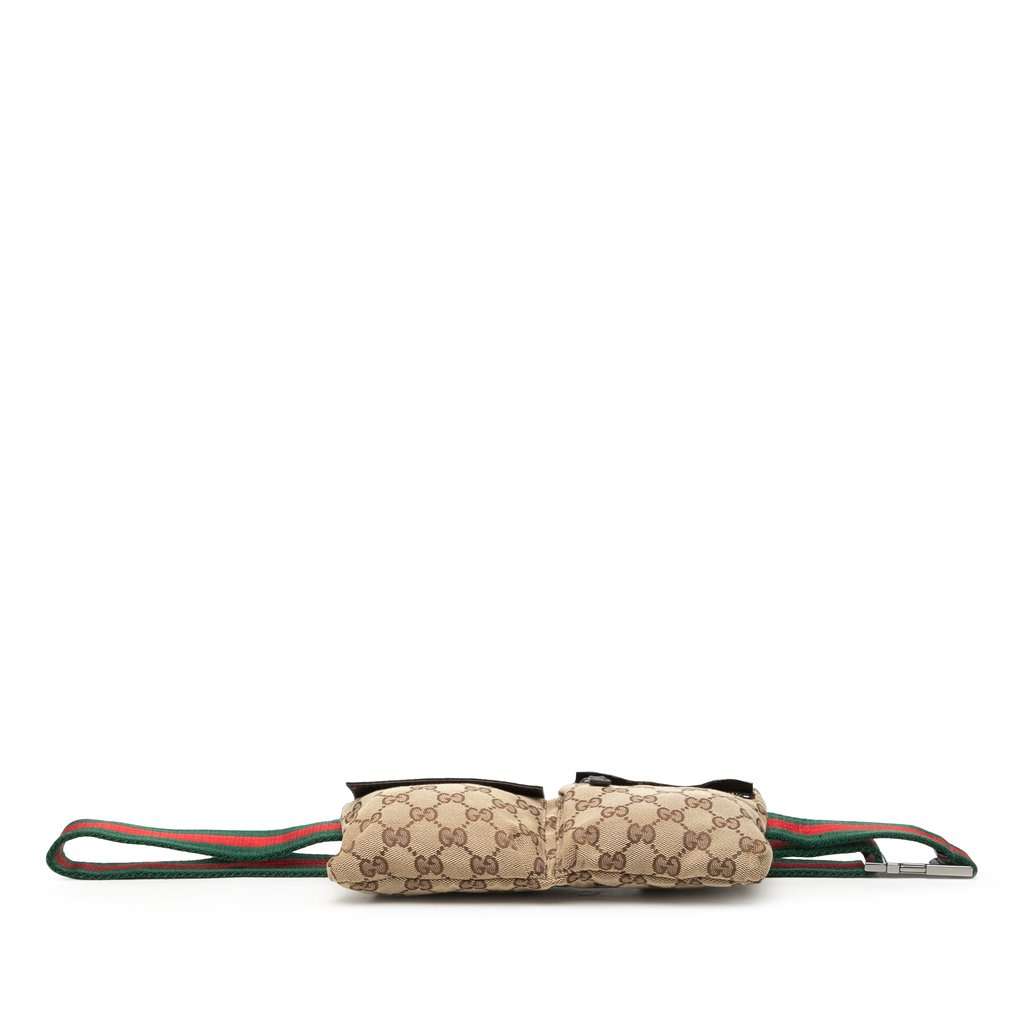 Gucci GG Canvas Web Double Pocket Belt Bag Beige Very good condition - Inside View
