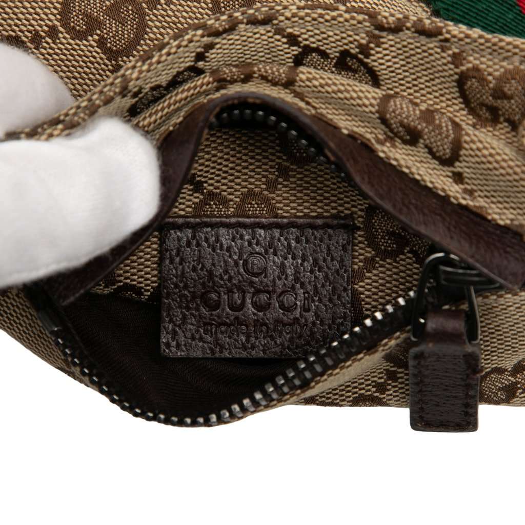 Gucci GG Canvas Web Double Pocket Belt Bag Beige Very good condition - Box View