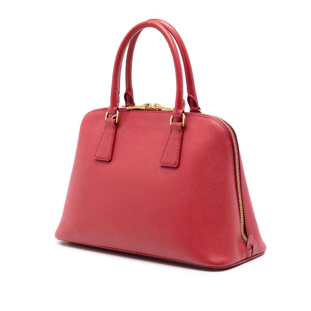 Prada Medium Saffiano Lux Promenade Satchel Red Leather Very good condition - Back View