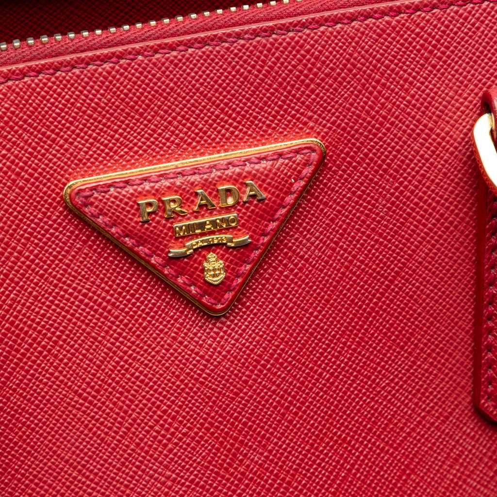Prada Medium Saffiano Lux Promenade Satchel Red Leather Very good condition - Box View