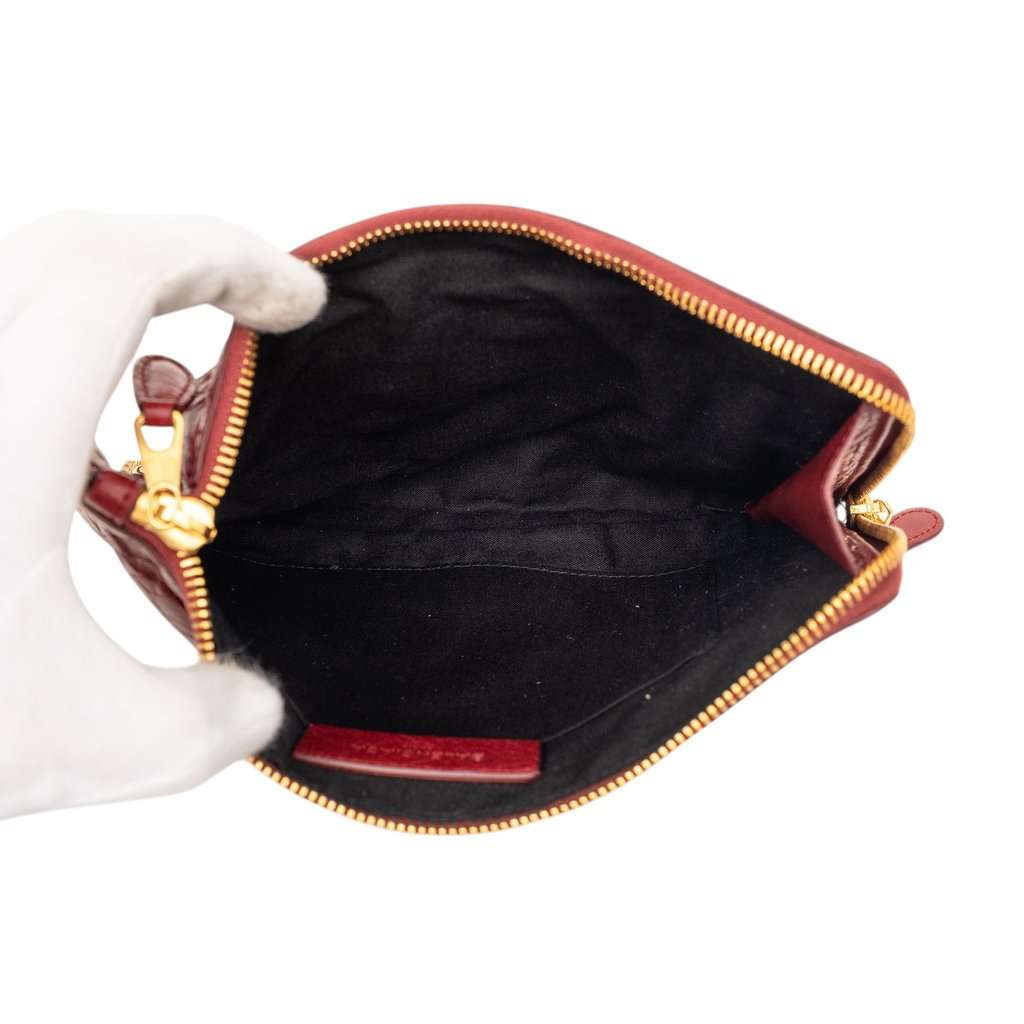 Balenciaga Lambskin Motocross Giant 12 Zip Around Flat Clutch Red Leather Very good - Model View