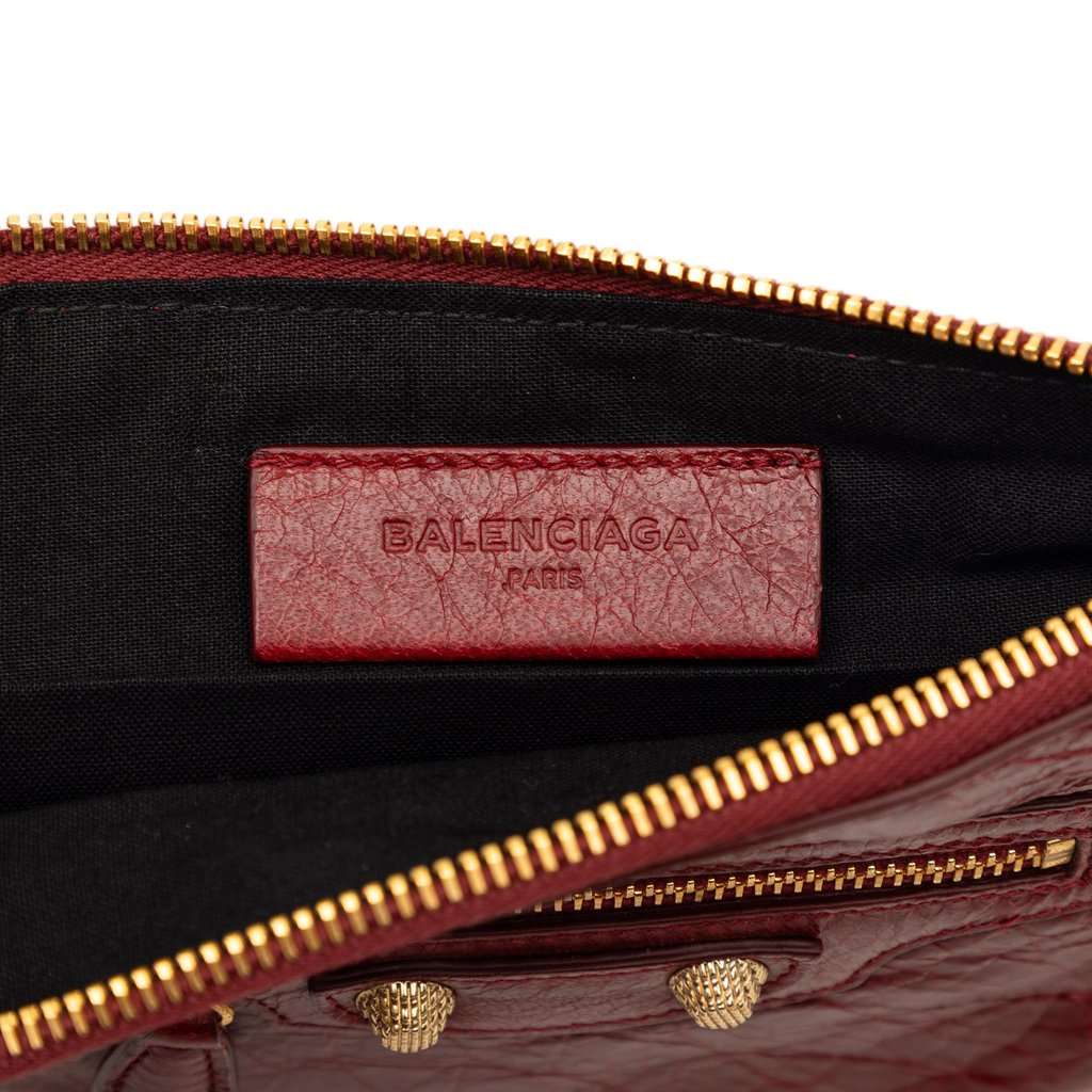 Balenciaga Lambskin Motocross Giant 12 Zip Around Flat Clutch Red Leather Very good - Box View