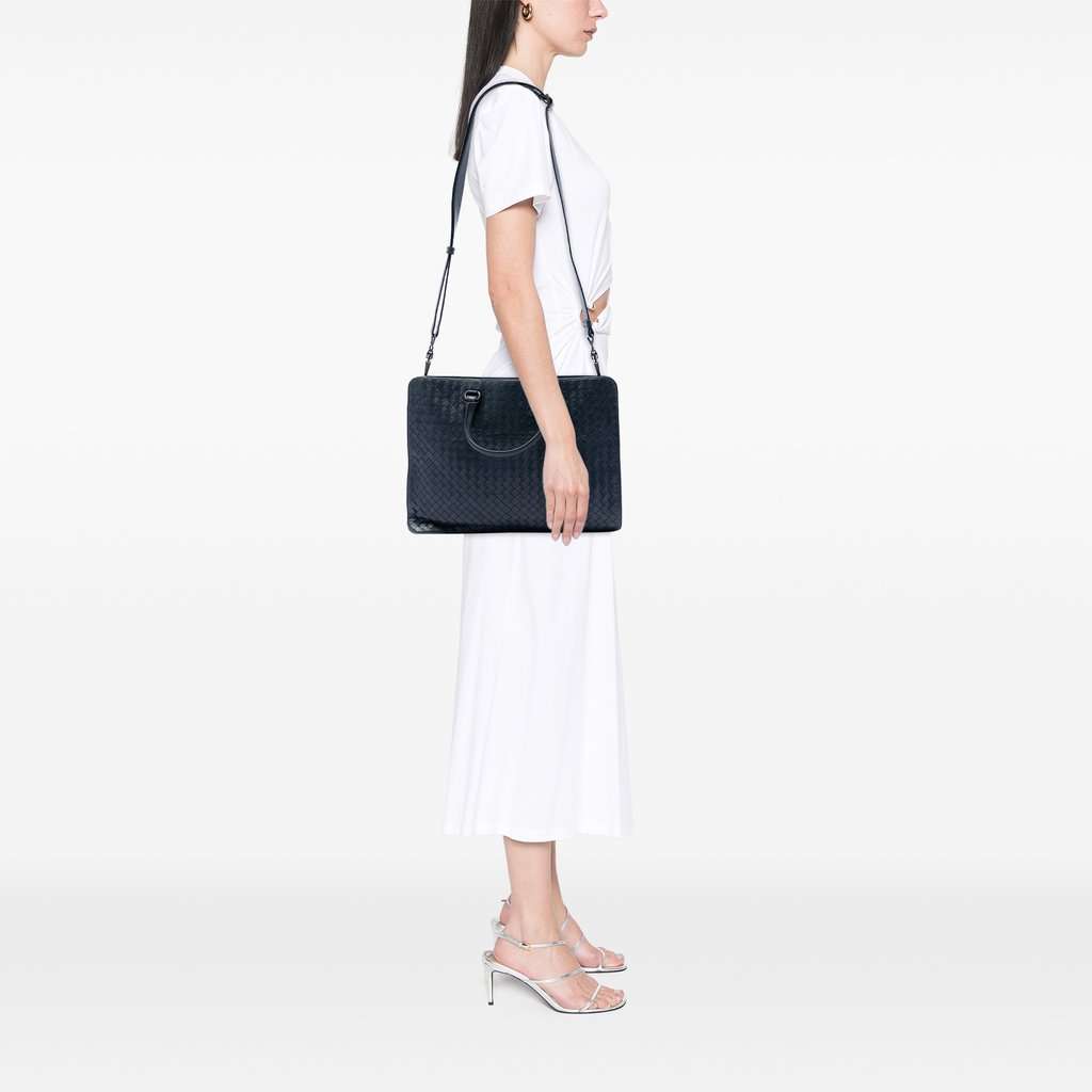 Bottega Veneta Nappa Intrecciato Business Bag Blue Leather Very good - Box View