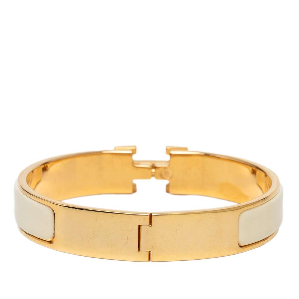 Hermès Narrow Enamel Clic H Bracelet PM White Very good - Inside View