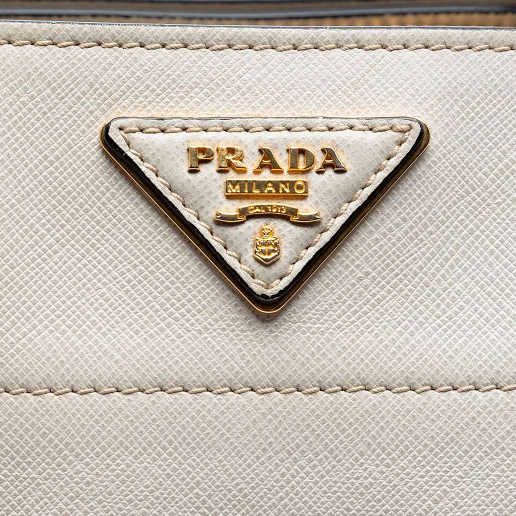 Prada Saffiano Soft Triple Pocket Tote White Leather Very good - Box View