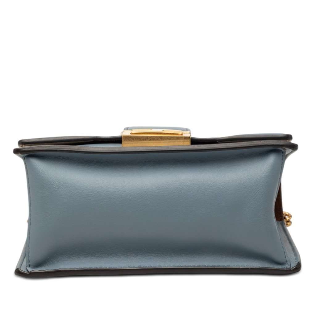 Fendi Small Leather Kan U Chain Shoulder Bag Blue Leather Very good condition - Inside View