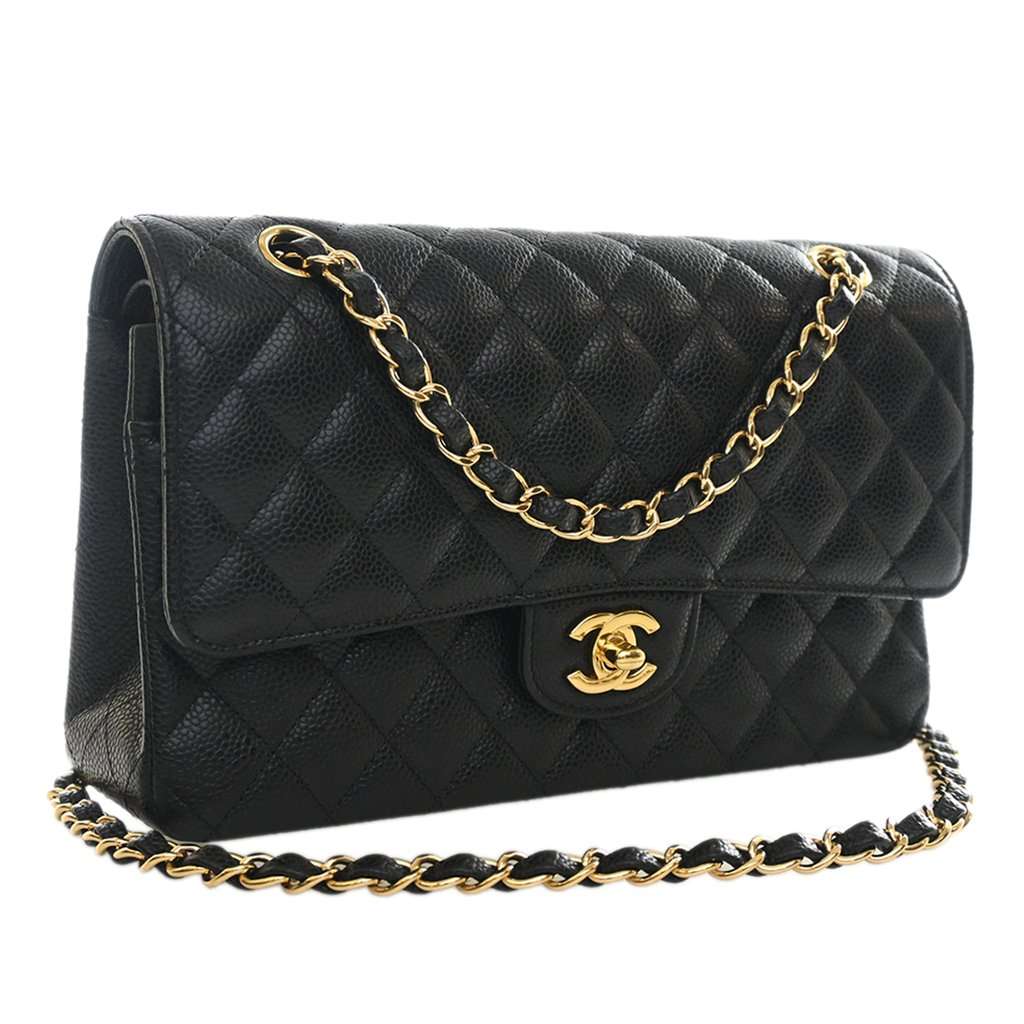 Chanel Medium Classic Caviar Double Flap Black Leather Very good - Inside View