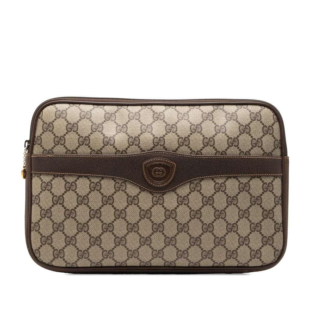 Gucci GG Supreme Clutch Beige Very good condition - Front View