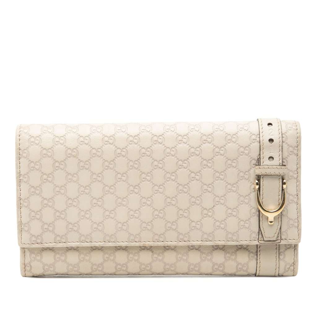 Gucci Microguccissima Nice Long Wallet White Leather Very good - Front View