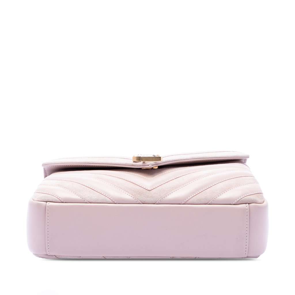 Saint Laurent Medium Calfskin and Suede Chevron Monogram College Satchel Pink Leather Very good condition - Inside View