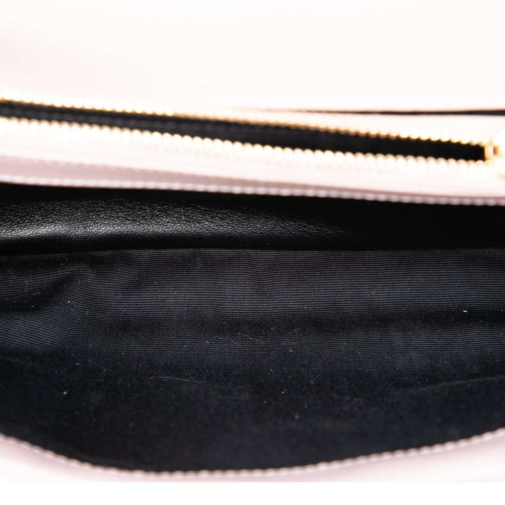 Saint Laurent Medium Calfskin and Suede Chevron Monogram College Satchel Pink Leather Very good condition - Model View