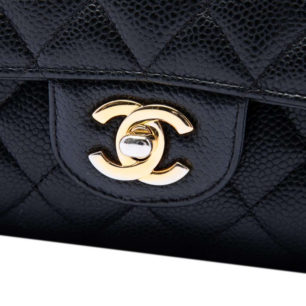 Chanel Medium Classic Caviar Double Flap Black Leather Very good - Box View