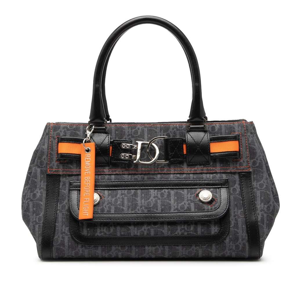 Dior Diorissimo Trotter Denim Flight Handle Bag Blue Very good condition - Front View