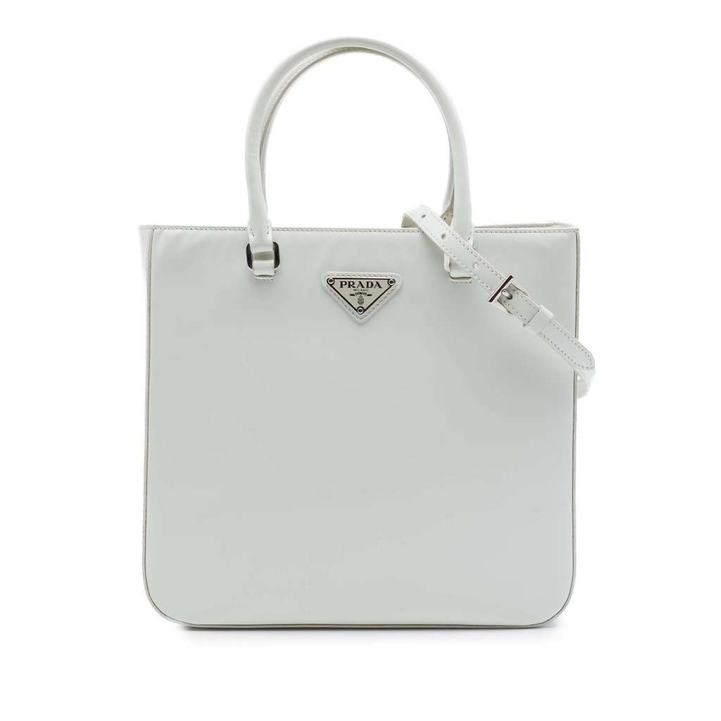 Prada Medium Spazzolato Leather Satchel White Leather Very good - Front View
