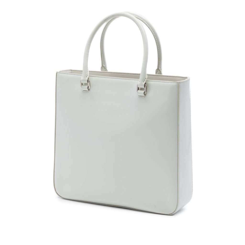 Prada Medium Spazzolato Leather Satchel White Leather Very good - Back View