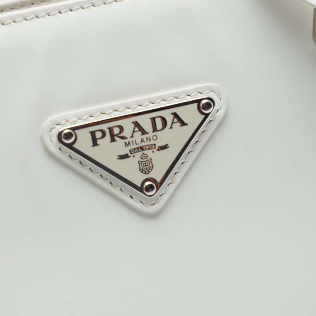Prada Medium Spazzolato Leather Satchel White Leather Very good - Box View