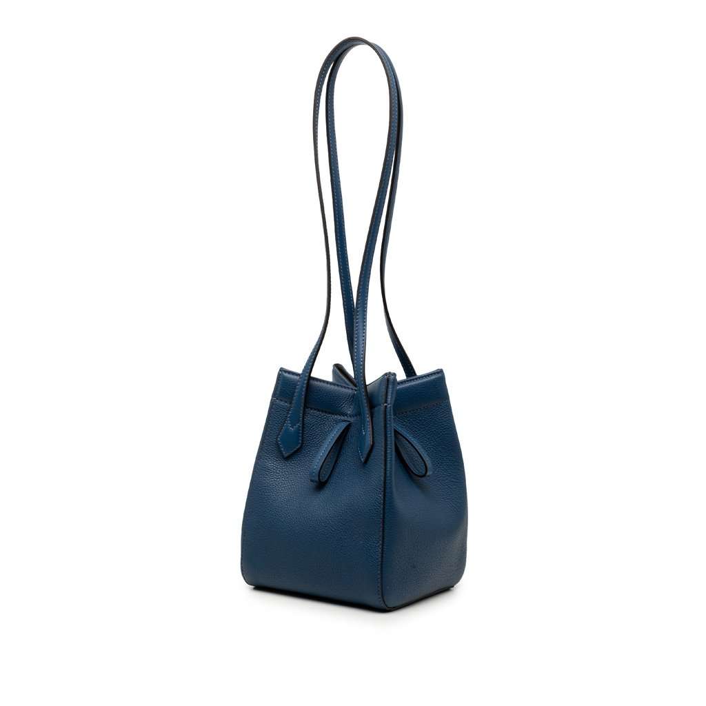 Fendi Mini Leather Origami Shoulder Bag Blue Leather Very good condition - Back View