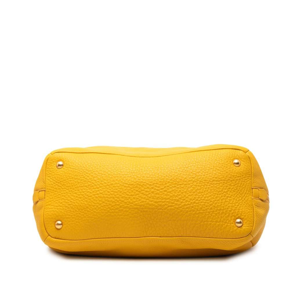 Prada Vitello Daino Side Zip Convertible Tote Yellow Leather Very good condition - Inside View