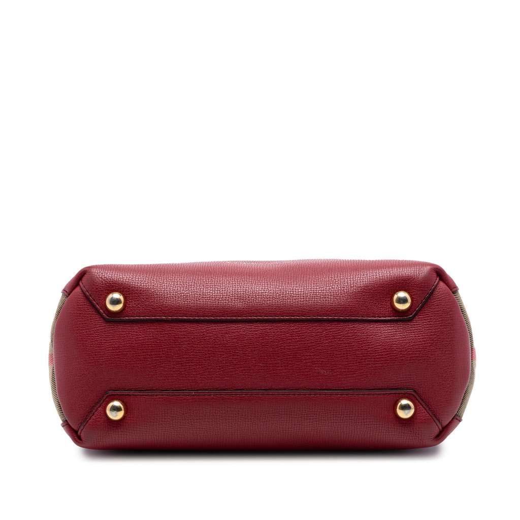 Burberry Small Grainy Calfskin and House Check Banner Satchel Red Leather Very good condition - Inside View