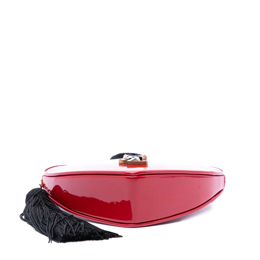 Saint Laurent Patent Sac Coeur Heart Shaped Clutch Red Leather Very good - Inside View