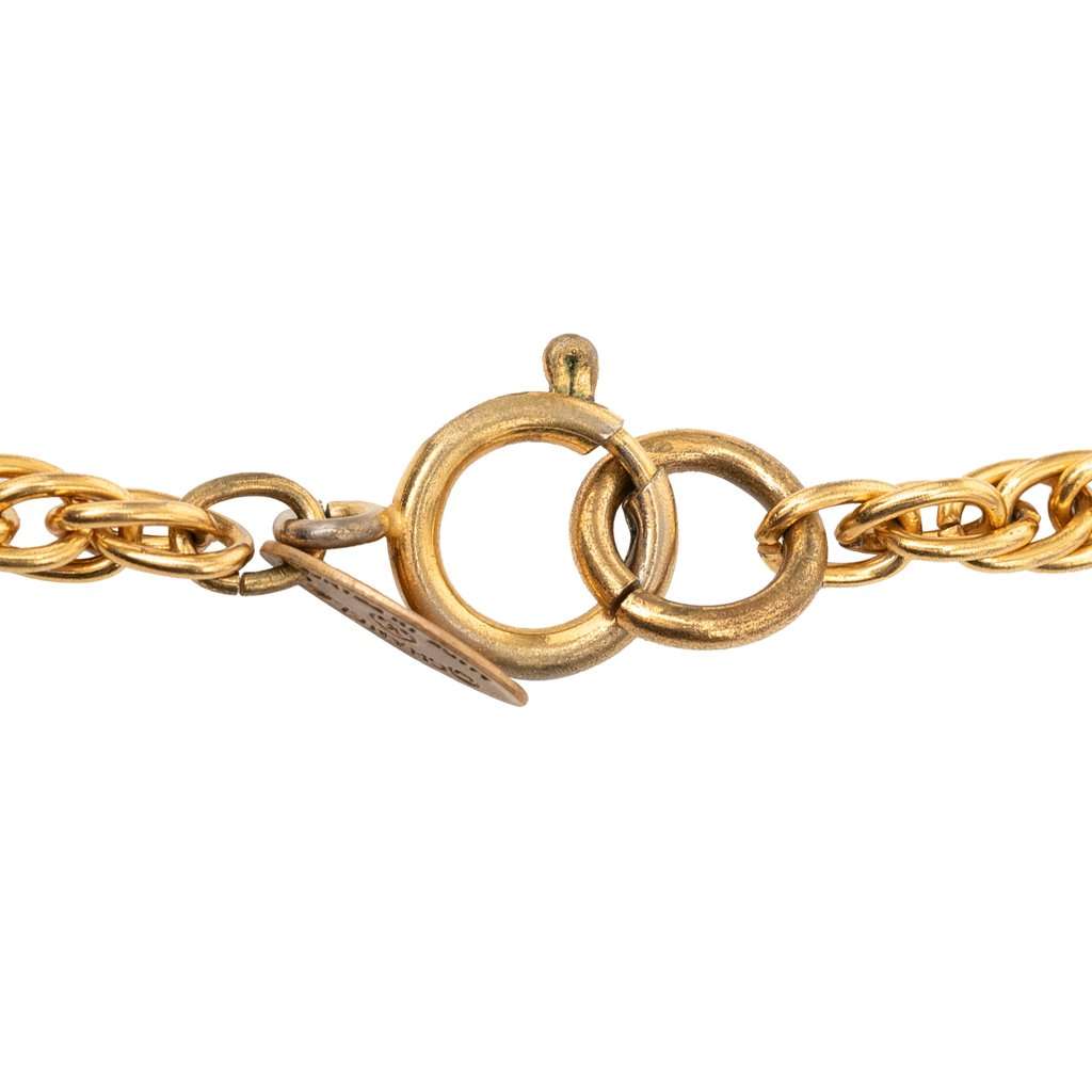 Chanel CC Gold Plated Sunburst Round Pendant Necklace Gold Metal Very good condition - Box View